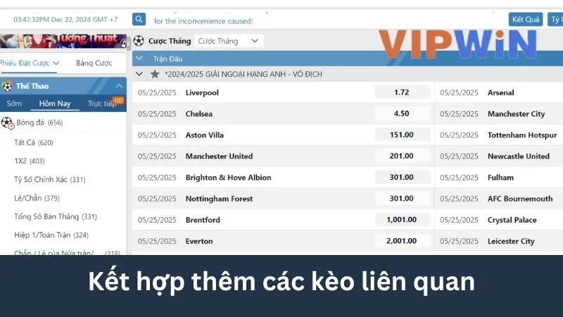 Kết hợp các kèo liên quan