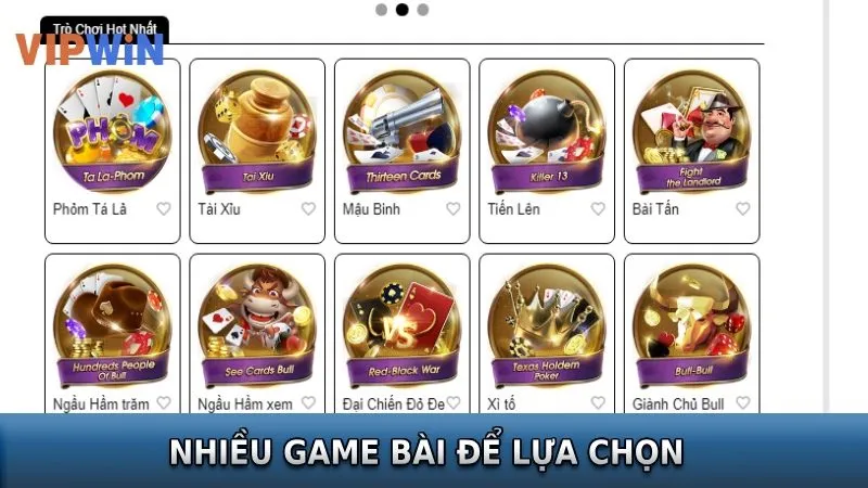 Game bài nhiều lựa chọn chơi đảm bảo không chán