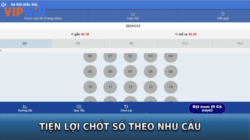 Tiện lợi chốt số may mắn theo nhu cầu